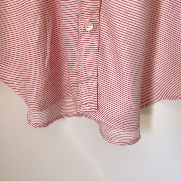 onia Red and White Striped Button Up Shirt Dress Pockets Coastal Beachy Summer - Picture 8 of 13